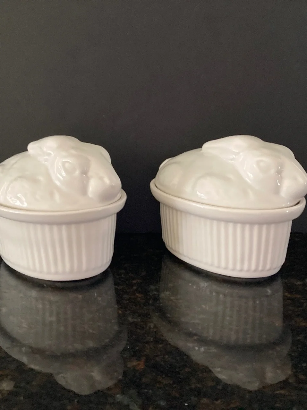 California Pottery White Rabbit Casserole Dish/Individual Size/2 Available/NEW!